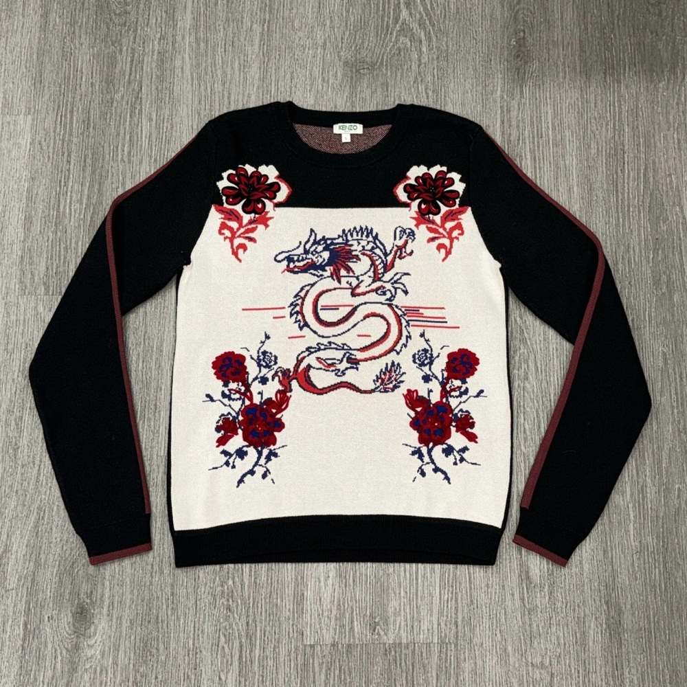 KENZO Dragon Wool Blend Jacquard Sweater Size Small - Picture 5 of 11